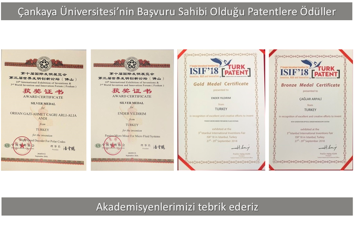 Çankaya Üniversitesi’nin Başvuru Sahibi Olduğu Patentler “Çin Buluş Fuarı” ve “3. İstanbul Uluslararası Buluş Fuarı”nda Altın Gümüş ve Bronz Madalya Kazandı
