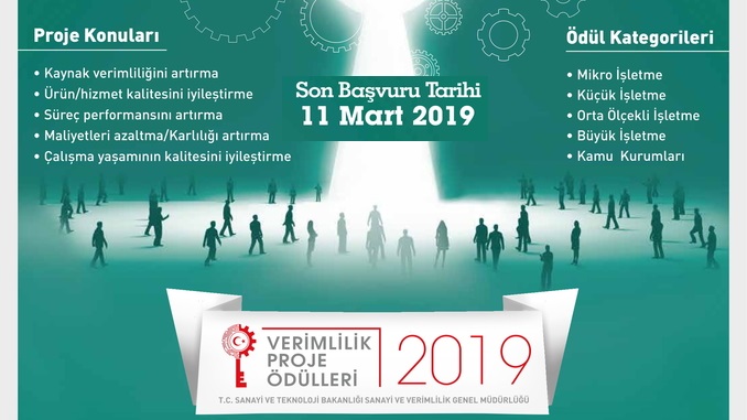 2019 Verimlilik Proje Ödülleri! Son Başvuru Tarihi: 11 Mart 2019