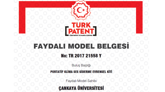 Çankaya Üniversitesinin Başvuru Sahibi Olduğu Buluş Faydalı Model Belgesi Aldı!