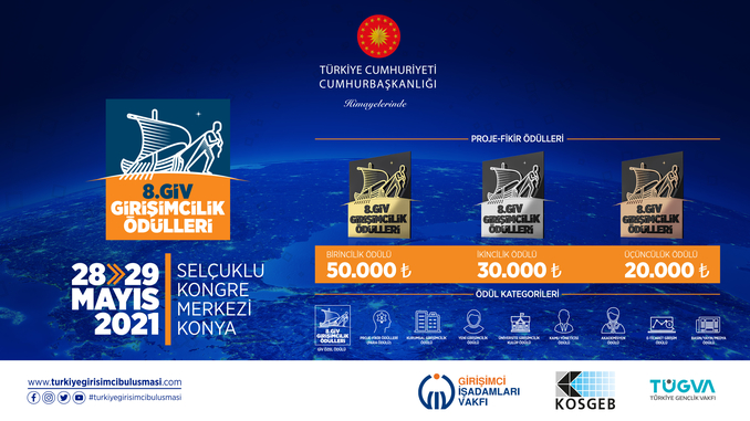28-29 Mayıs 2021’de Gerçekleşecek “Türkiye Girişimci Buluşma Zirvesi ve Sergisi” Kapsamında 8. GİV Girişimcilik Ödülleri İçin Başvurular Alınmaktadır!