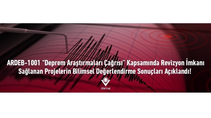 ARDEB-1001 “Deprem Araştırmaları Çağrısı” Kapsamında Revizyon İmkanı Sağlanan Projelerin Bilimsel Değerlendirme Sonuçları Açıklandı