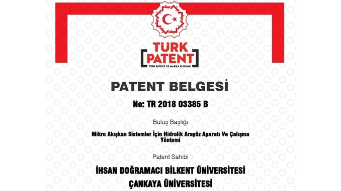 Çankaya Üniversitesi ve Bilkent Üniversitesi’nin “Mikro Akışkan Sistemler İçin Hidrolik Arayüz Aparatı ve Çalışma Yöntemi” Başlıklı Patenti Tescil Edildi!