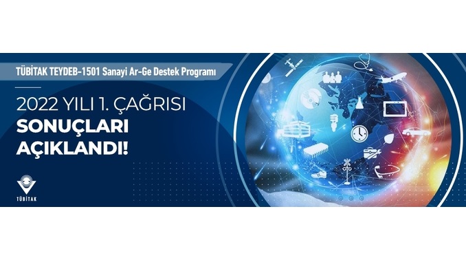 1501 Sanayi Ar-Ge Destek Programı 2022 yılı 1. Çağrısı Sonuçları Açıklandı
