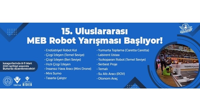 15. Uluslararası MEB Robot Yarışması Başlıyor