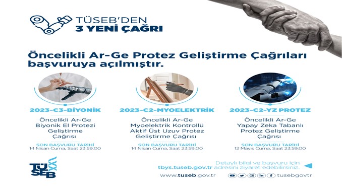 TÜSEB öncelikli Ar-Ge protez geliştirme çağrıları başvuruya açılmıştır.